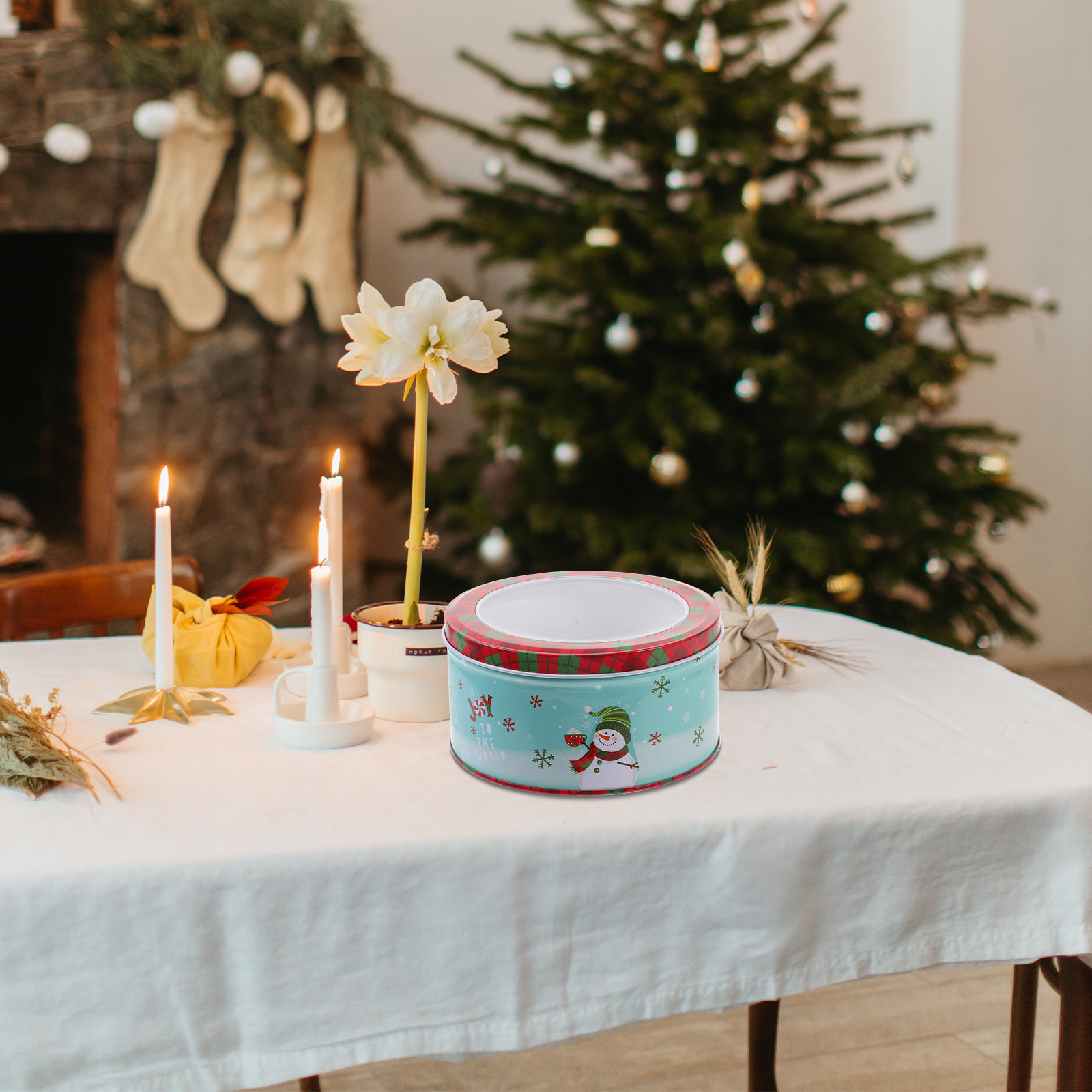 Boîte en fer blanc pour Noël,  - Tin Container Lid avis et prix